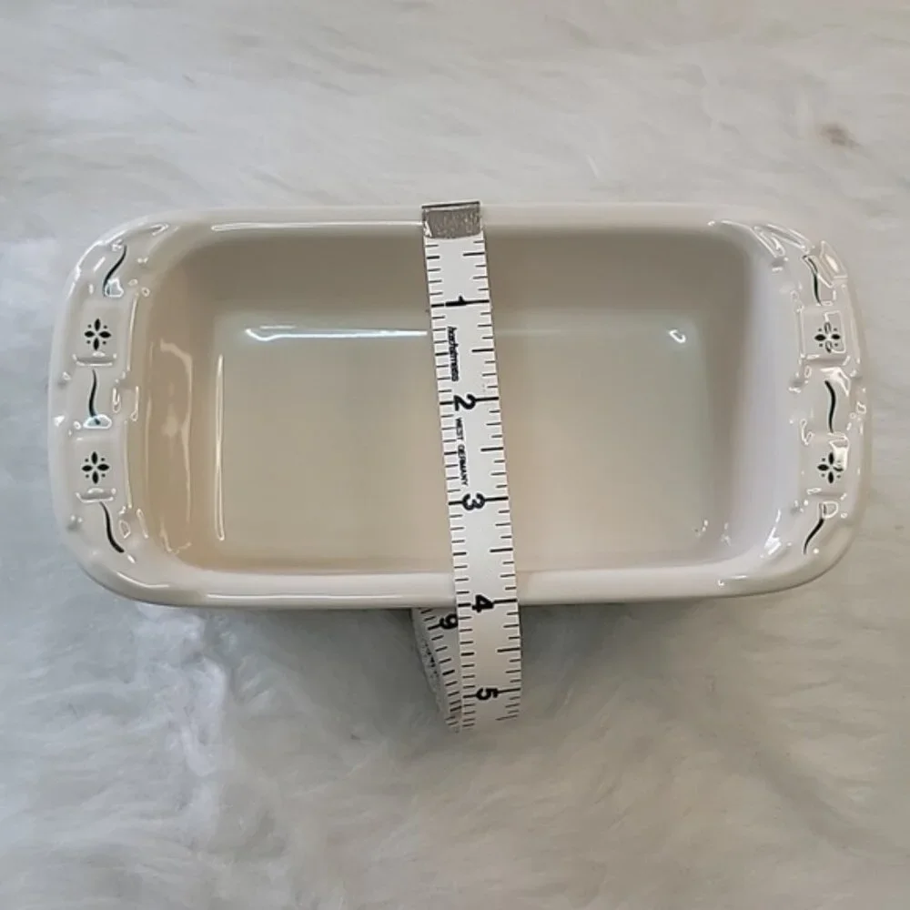 LONGABERGER NeW Woven Traditions Heritage Small‎ Cream Green Loaf Baking Dish